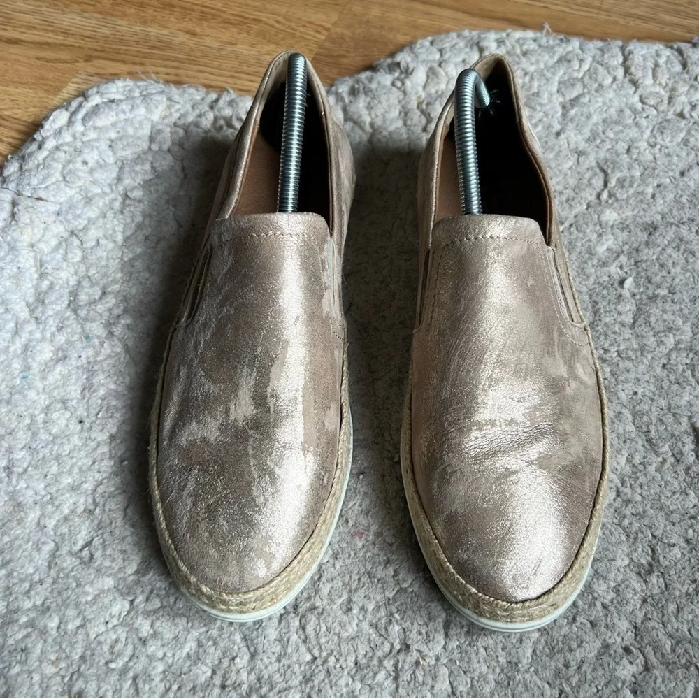 Umberto Raffini: Contemporary Slip On Metallic Gold Leather Espadrille Sneakers
